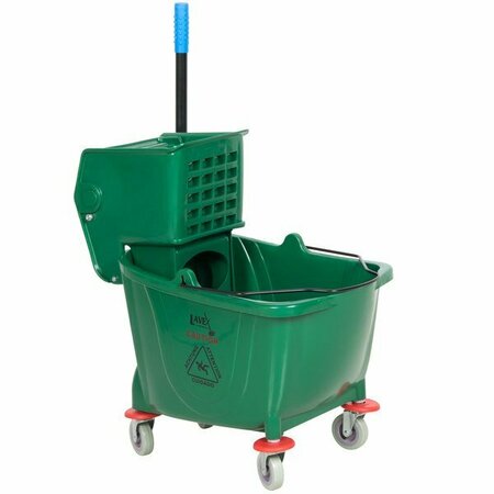 LAVEX 35 Qt. Green Mop Bucket & Side Press Wringer Combo 274MOPBCKTGN